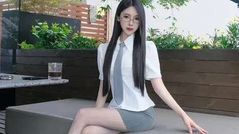 白色短袖衬衫 + 灰色短裙 + 灰色领带 + 网纹丝袜 + 白色尖头高跟鞋，干练优雅，都市时尚新风尚